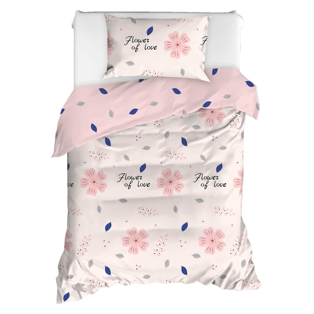 E-shop Obliečky na jednolôžko z ranforce bavlny Mijolnir FlowerOfLove Powder, 140 × 200 cm