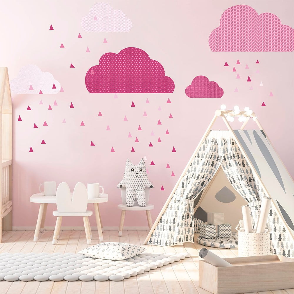 E-shop Ružová nástenná samolepka Ambiance Scandinavian Clouds