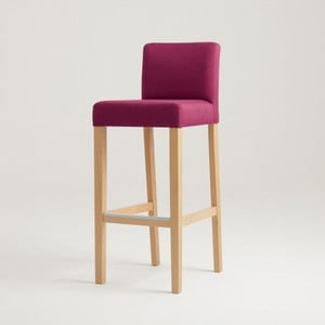 Fuchsiovoružová barová stolička s prírodnými nohami Custom Form Wilton