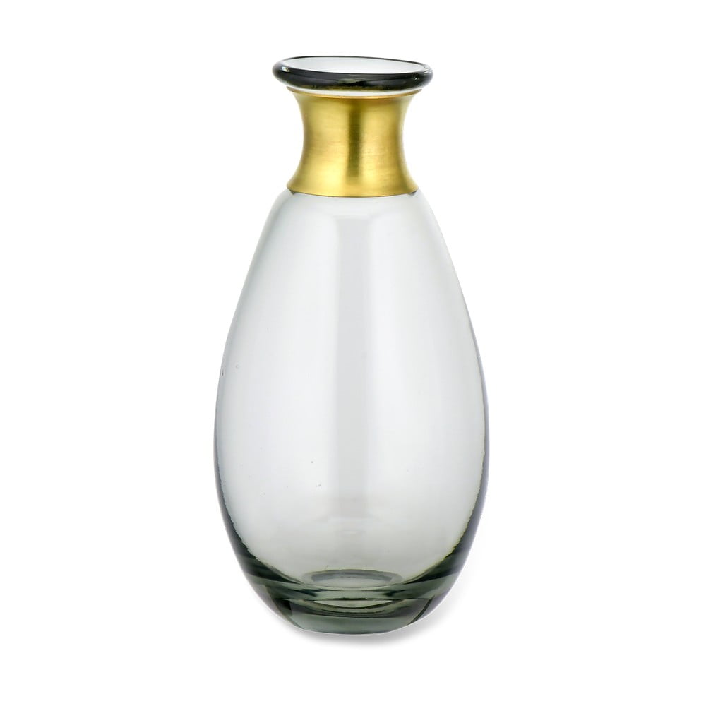 E-shop Sivá sklenená váza Nkuku Miza, výška 14 cm