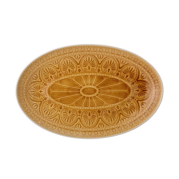 Oranžovožltý servírovací tanier z kameniny Bloomingville Rani, 39 x 25 cm