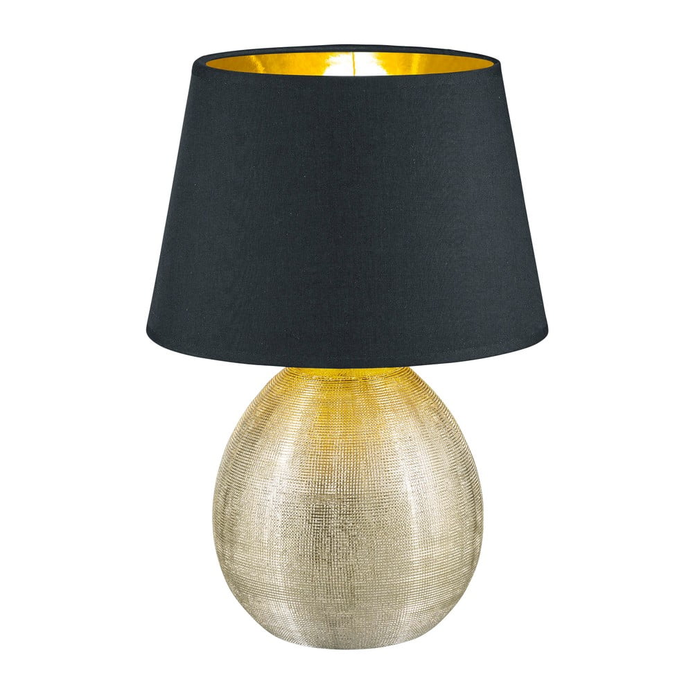 E-shop Čierna stolová lampa z keramiky a tkaniny Trio Luxor, výška 35 cm