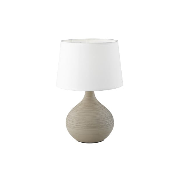 Bielo-hnedá stolová lampa z keramiky a tkaniny Trio Martin, výška 29 cm