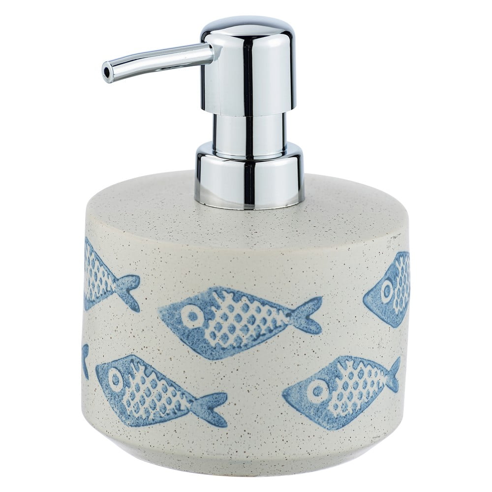 E-shop Modro-biely keramický dávkovač na mydlo Wenko Aquamarin, 475 ml
