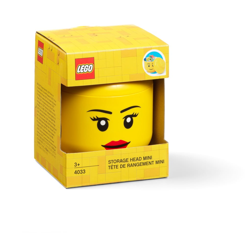 Obrázok Žltá úložná škatuľa v tvare hlavy LEGO® girl, 10,5 x 10,6 x 12 cm