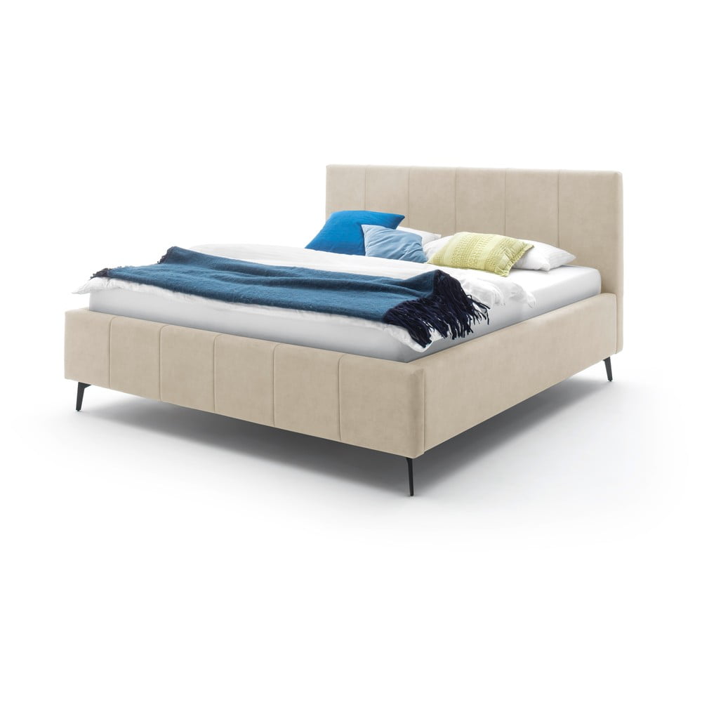 E-shop Béžová dvojlôžková posteľ s roštom a úložným priestorom Meise Möbel Lizzano, 160 x 200 cm