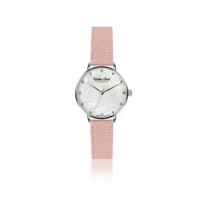 Dámske hodinky s ružovým remienkom z pravej kože a 4 diamantmi Walter Bach Special