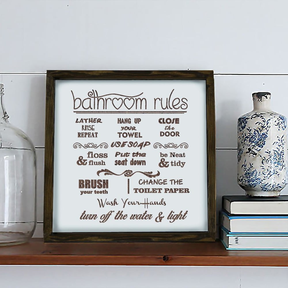 E-shop Nástenný obraz Bathroom Rules, 34 × 34 cm