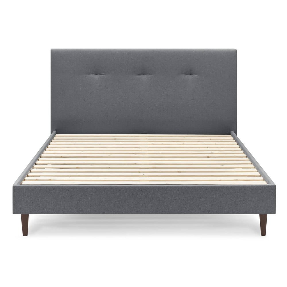 E-shop Tmavosivá čalúnená dvojlôžková posteľ s roštom 180x200 cm Tory - Bobochic Paris