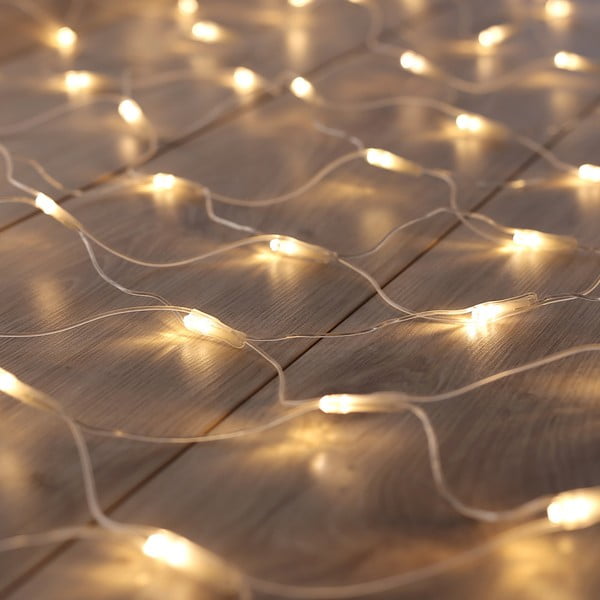 Transparentná LED svetelná reťaz DecoKing Web, 200 svetielok, dĺžka 2 m