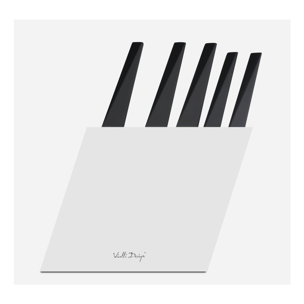 E-shop Sada 5 nožov s bielym stojanom Vialli Design Volo
