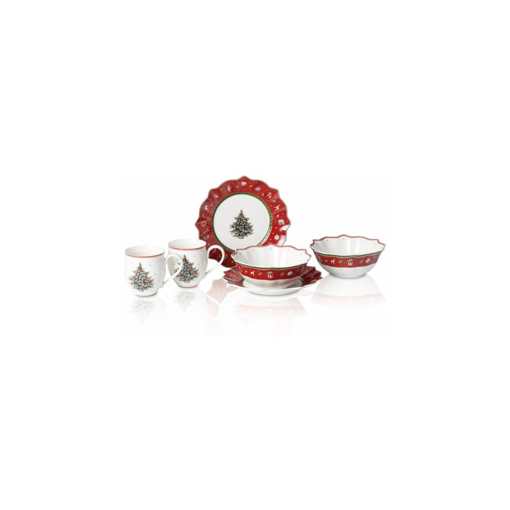 E-shop Červeno-biela porcelánová 6-dielna súprava riadu s vianočným motívom Villeroy & Boch