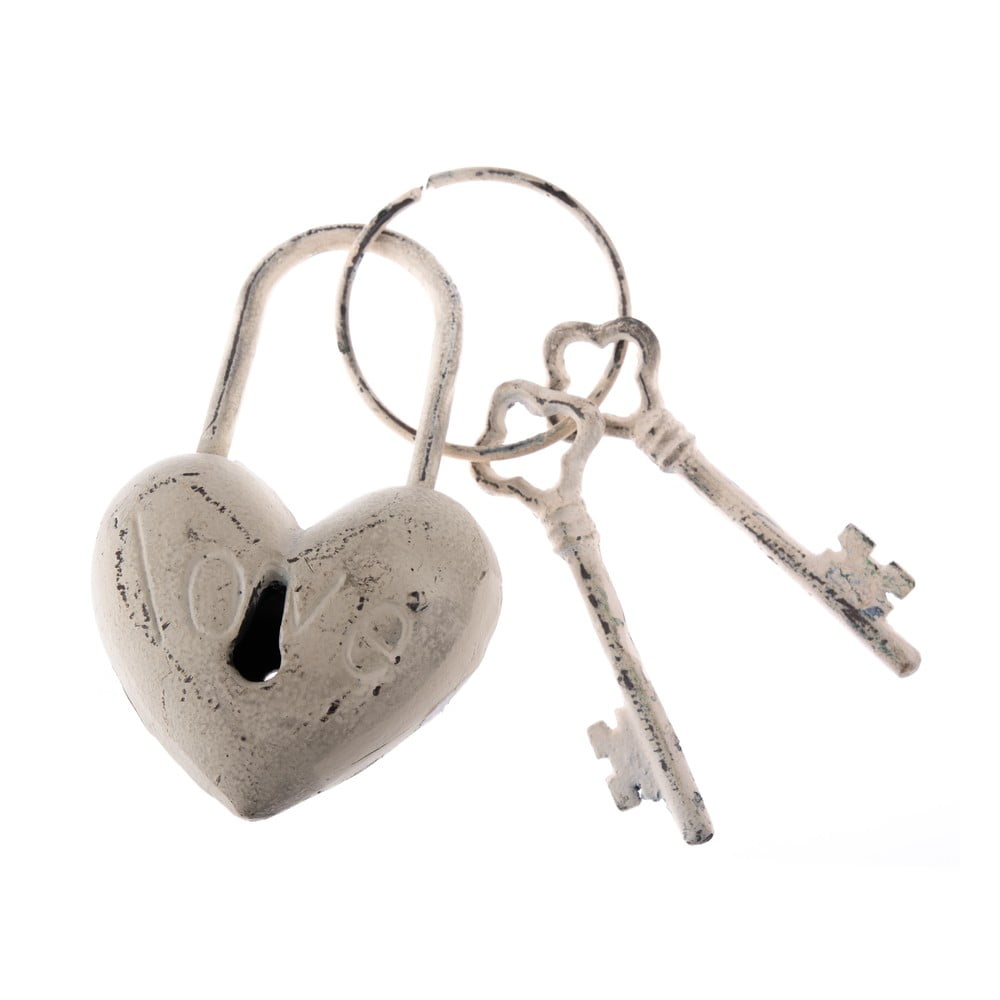 E-shop Biele dekoratívne liatinové kľúče Dakls Heart Rustico
