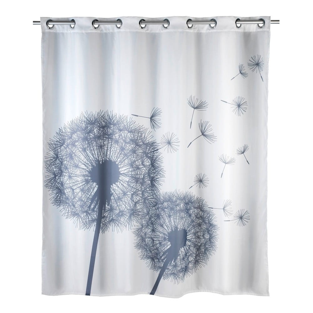 E-shop Biely sprchový záves s protiplesňovou povrchovou úpravou Wenko Dandelions, 180 × 200 cm