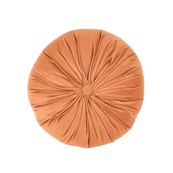 Oranžový zamatový dekoratívny vankúš Tiseco Home Studio Velvet, ø 38 cm