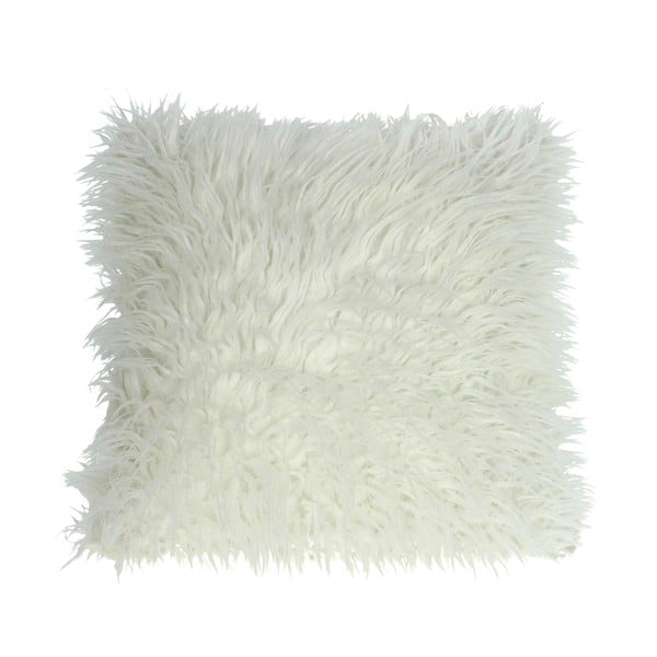 Biely chlpatý vankúš HF Living Fluffy, 45 × 45 cm