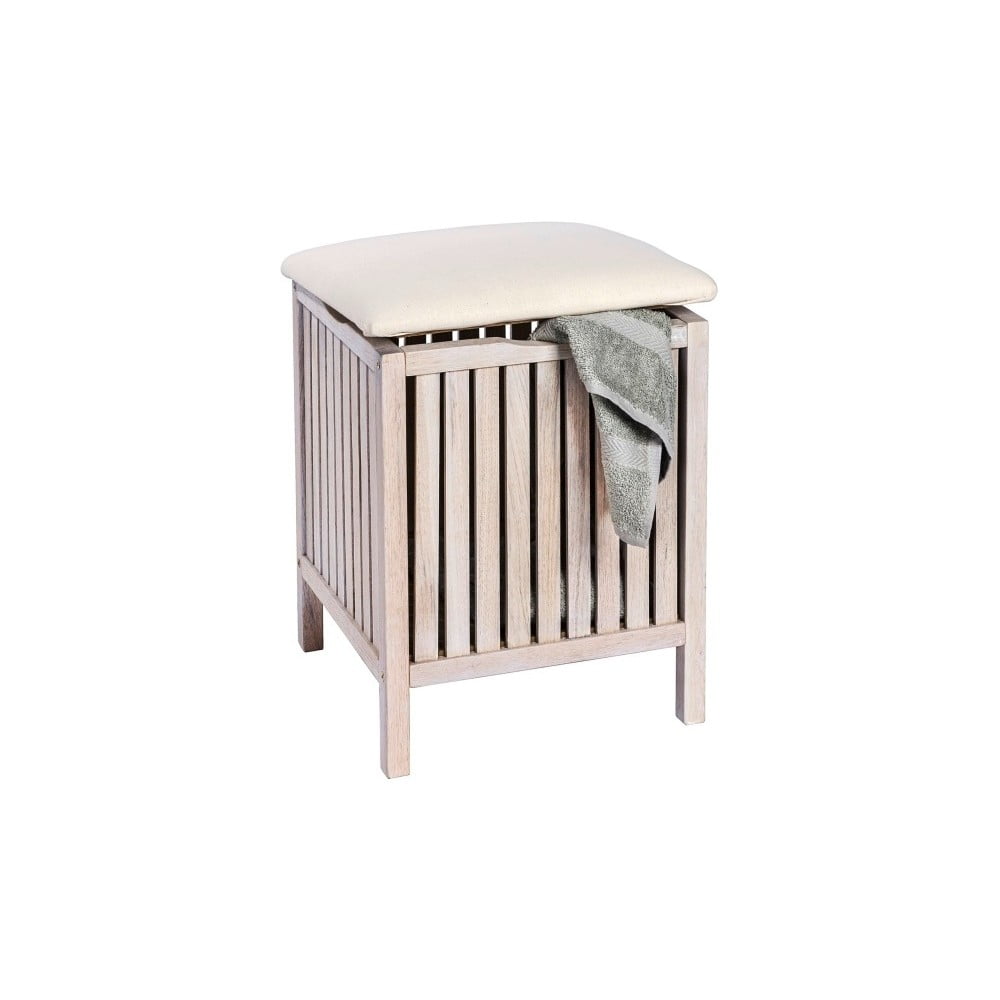 E-shop Biela kúpeľňová stolička s úložným priestorom z orechového dreva Wenko Norway