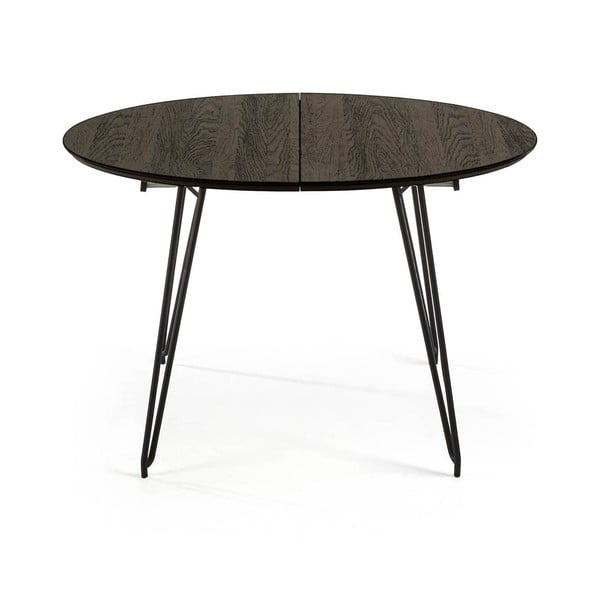 Čierny rozkladací jedálenský stôl Kave Home Norfort, ⌀ 120 cm