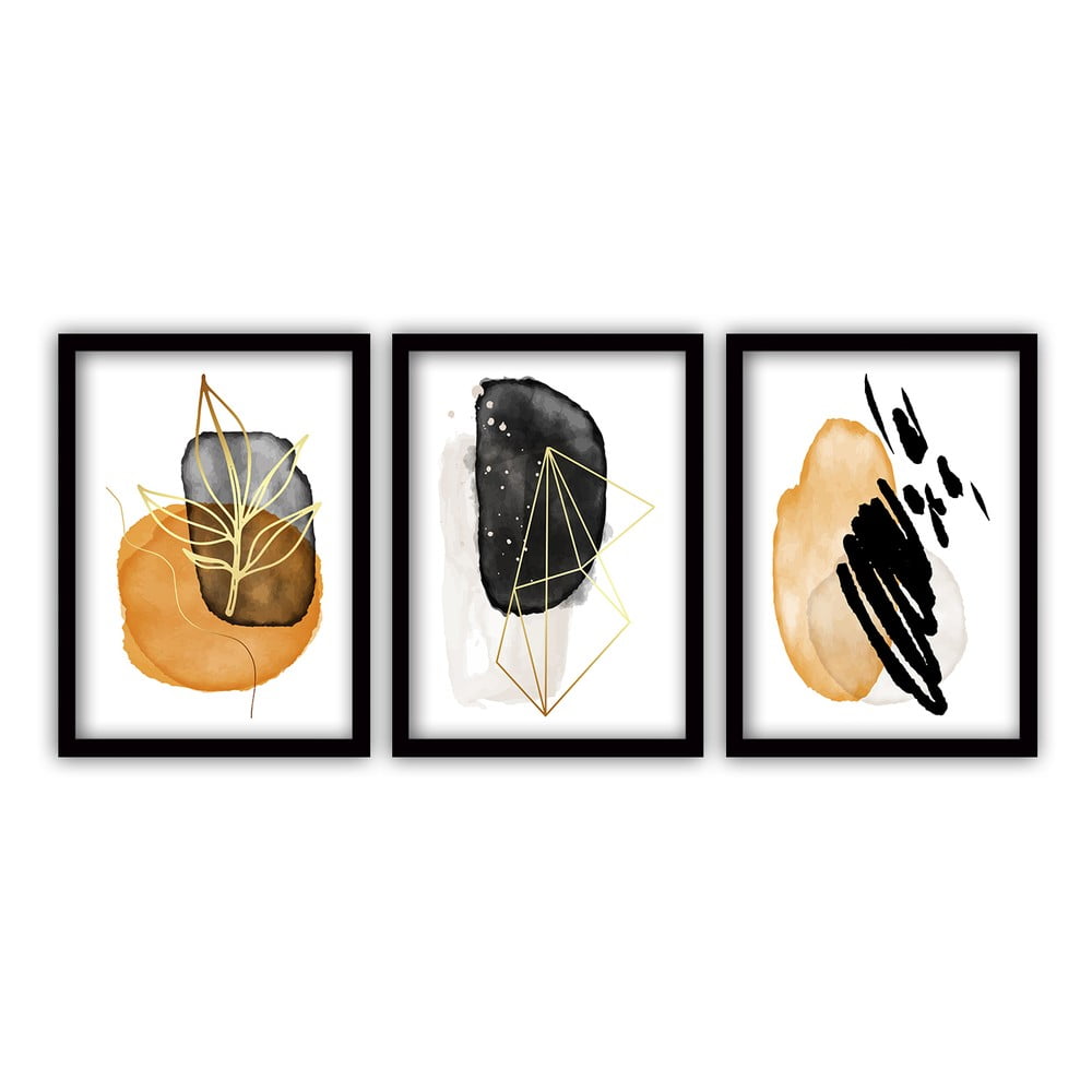 E-shop Súprava 3 obrazov v čiernom ráme Vavien Artwork Elegant, 35 x 45 cm
