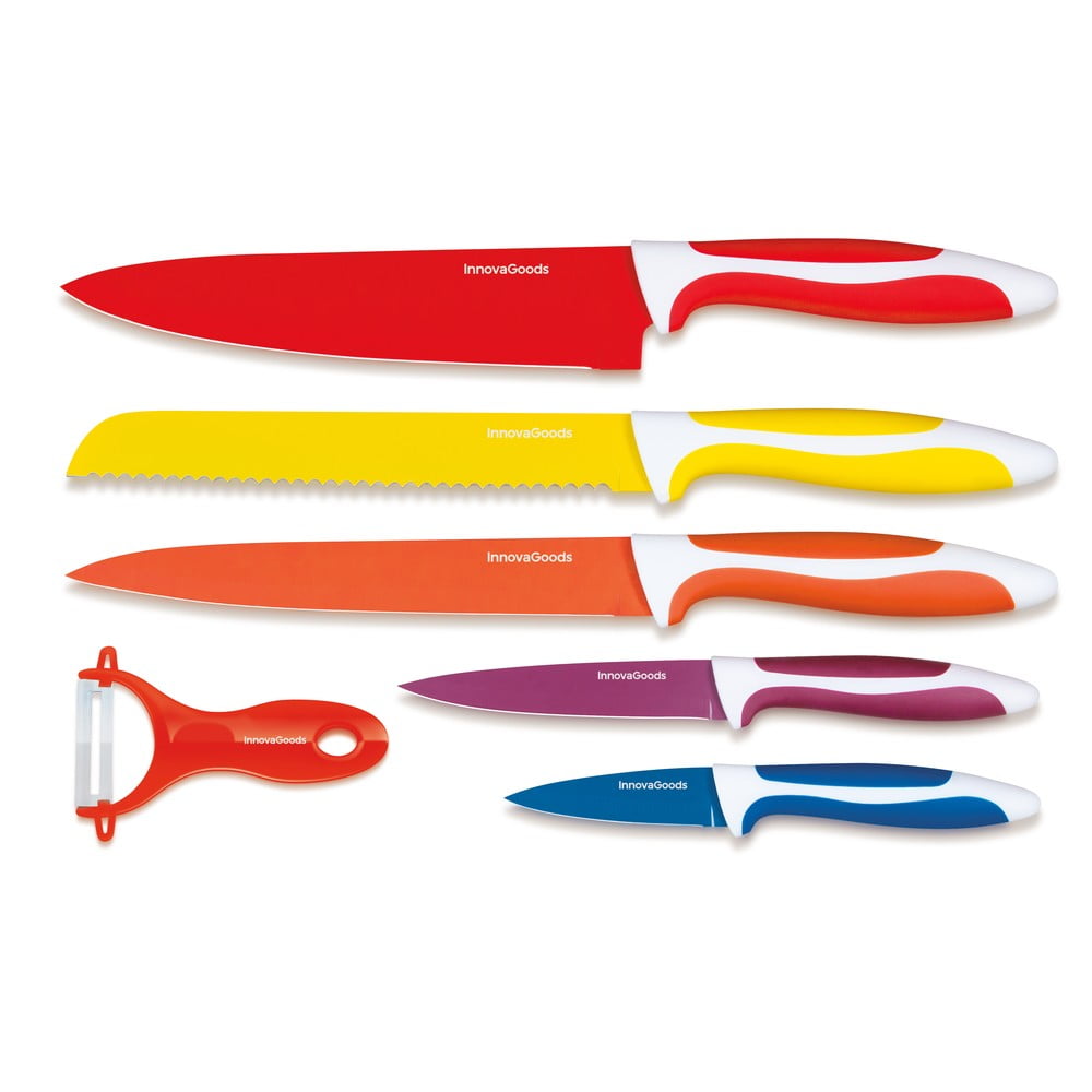 E-shop Súprava 5 nožov a škrabky z nehrdzavejúcej ocele InnovaGoods Ceramic