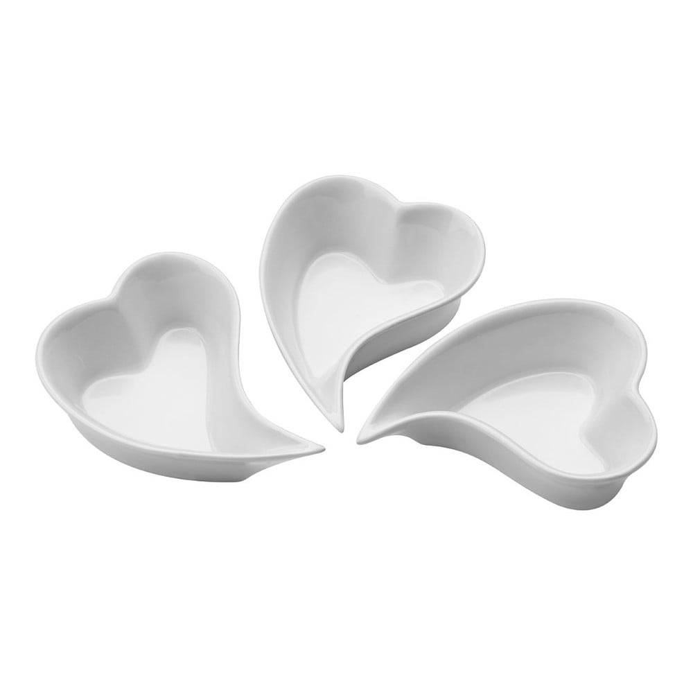 Obrázok Sada 3 porcelánových servírovacích misiek Premier Housewares Heart Shape