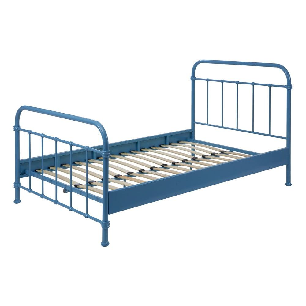 Modrá kovová detská posteľ Vipack New York, 120 × 200 cm