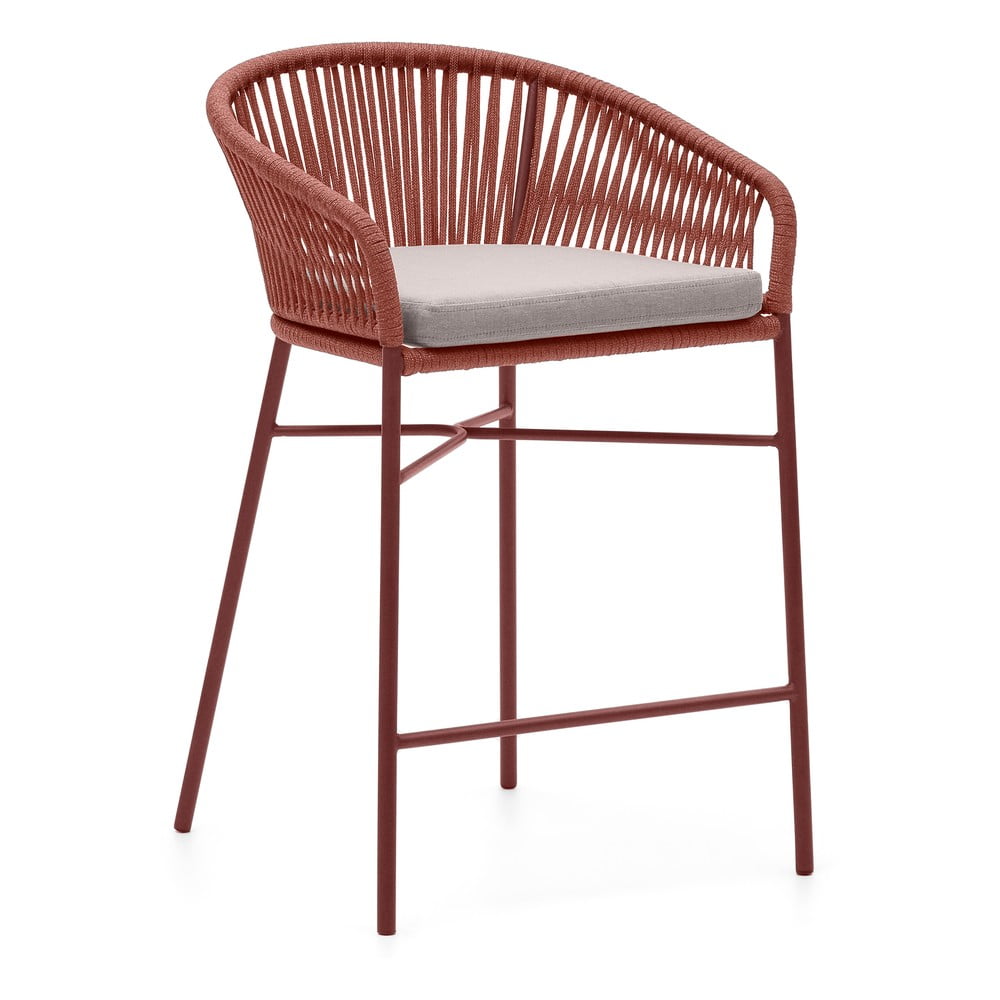 E-shop Záhradná barová stolička s výpletom vo farbe terakota Kave Home Yanet, výška 85 cm