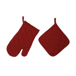 Set karmínovo-červenej chňapky a rukavice Unimasa