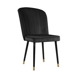 Tmavosivá jedálenská stolička s detailmi v zlatej farbe JohnsonStyle Leende French Velvet