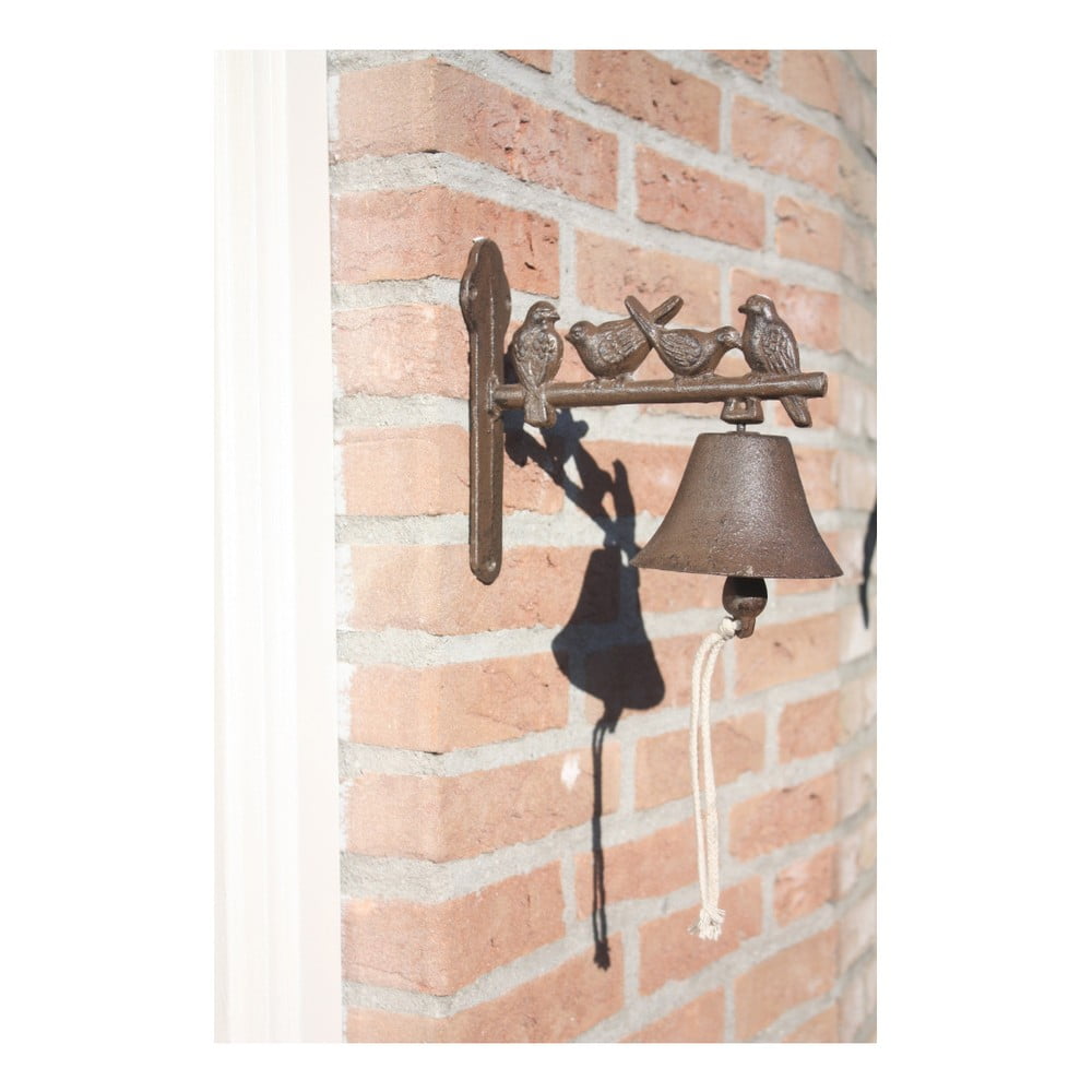 Liatinový nástenný zvonček s dekoratívnymi vtáčikmi Esschert Design