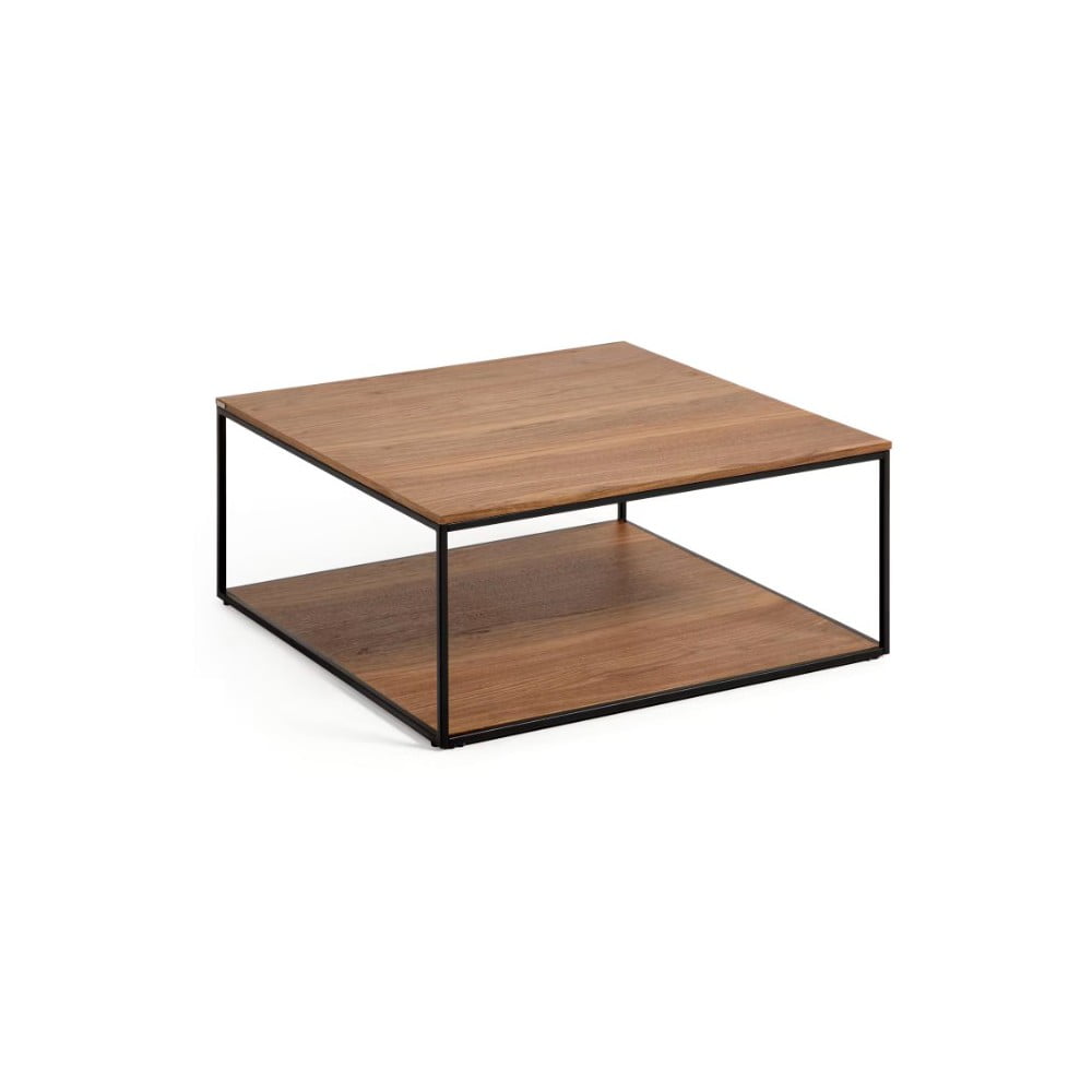 E-shop Hnedý konferenčný stolík s doskou v dekore orechového dreva 80x80 cm Yona - Kave Home