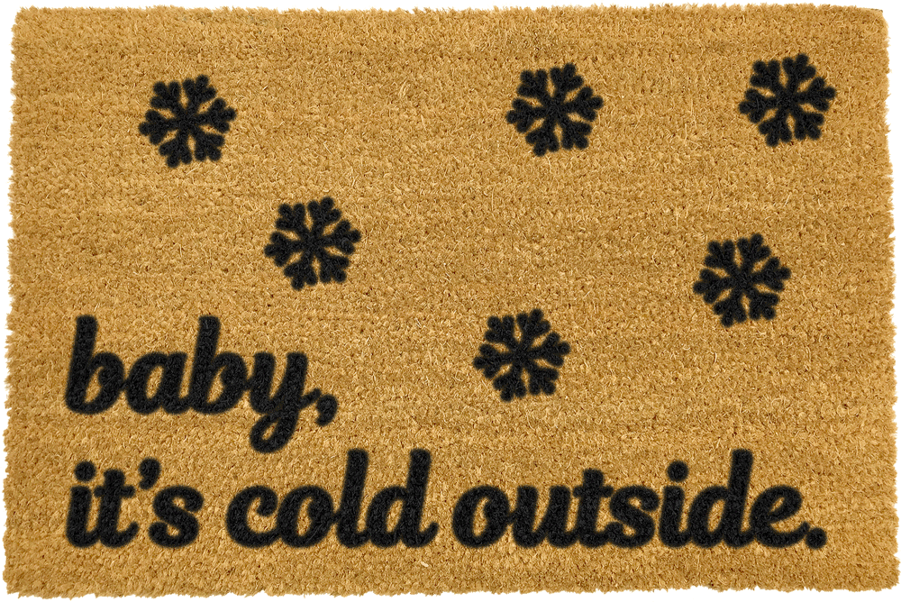 Obrázok Čierna rohožka z prírodného kokosového vlákna Artsy Doormats Baby It's Cold Outside, 40 x 60 cm