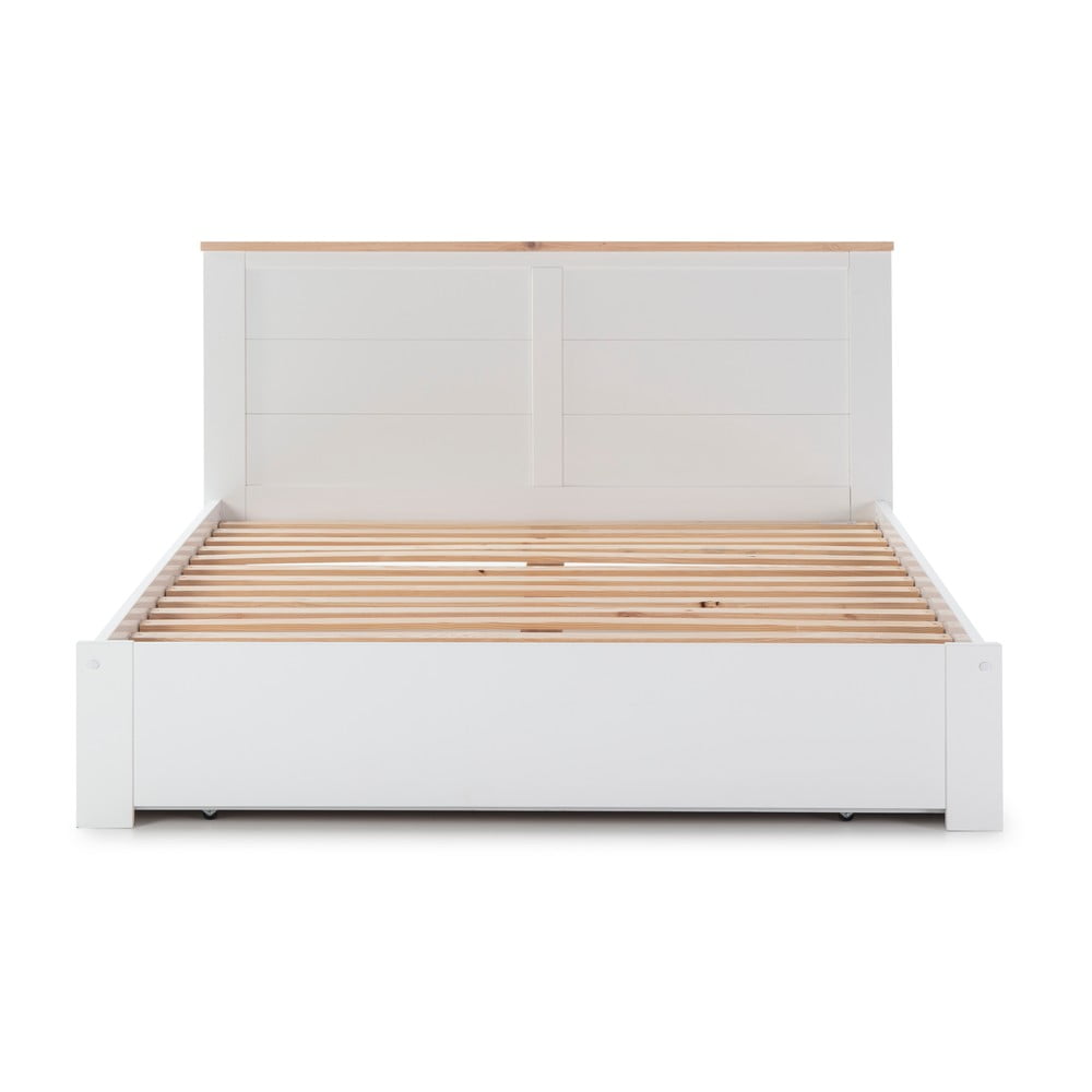 E-shop Biela dvojlôžková posteľ s roštom a úložným priestorom Marckeric Gabi, 160 x 200 cm