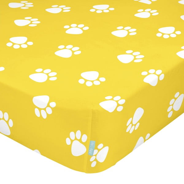 Žltá elastická bavlnená plachta Mr. Fox Dogs, 70x140 cm