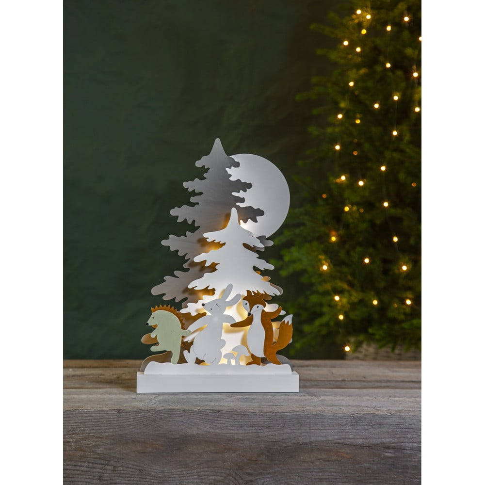 E-shop Vianočná drevená svetelná LED dekorácia Star Trading Forest Friends, výška 44 cm
