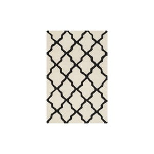 Vlnený koberec Ava 121x182 cm, biely/čierny