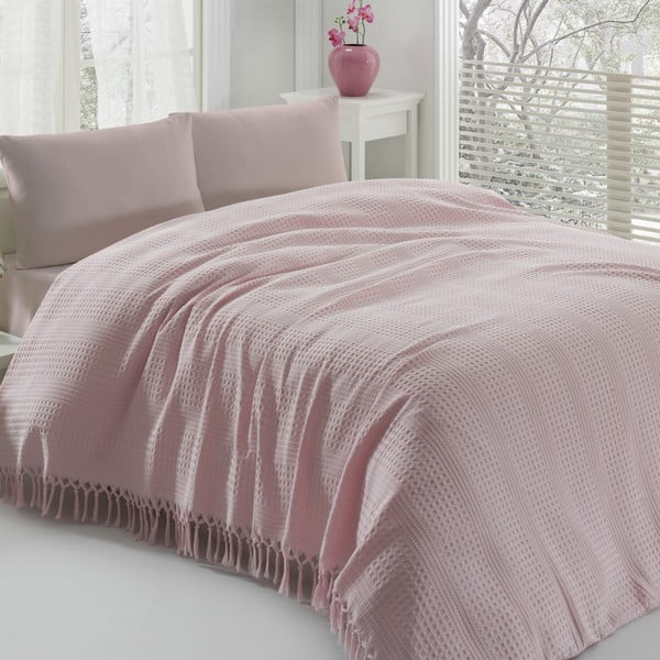 Ľahká bavlnená prikrývka cez posteľ Pique Powder, 220 × 240 cm
