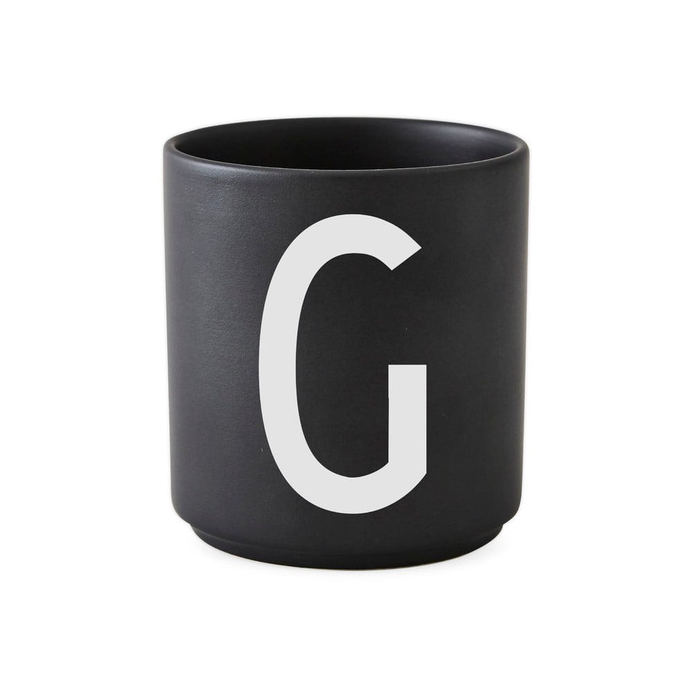 E-shop Čierny porcelánový hrnček Design Letters Alphabet G, 250 ml