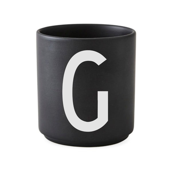 Čierny porcelánový hrnček Design Letters Alphabet G, 250 ml