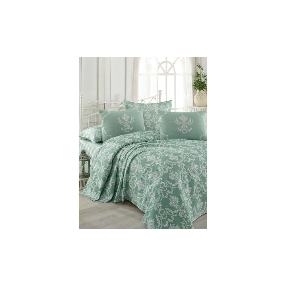 E-shop Bavlnená prikrývka na posteľ na dvojlôžko s obliečkami na vankúše a plachtou Pure, 200 × 235 cm