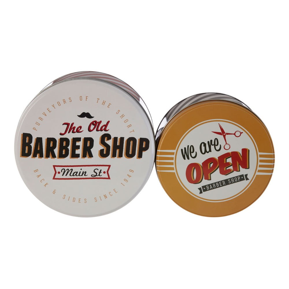 Obrázok Sada 2 cínových úložných boxov Premier Housewares Barber Shop