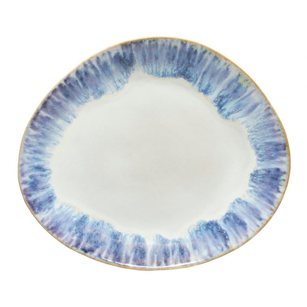 E-shop Bielo-modrý kameninový oválny tanier Costa Nova Brisa, ⌀ 27 cm