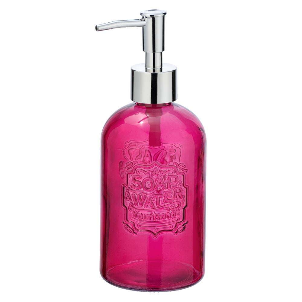 E-shop Ružový sklenený dávkovač na mydlo Wenko Vetro, 520 ml