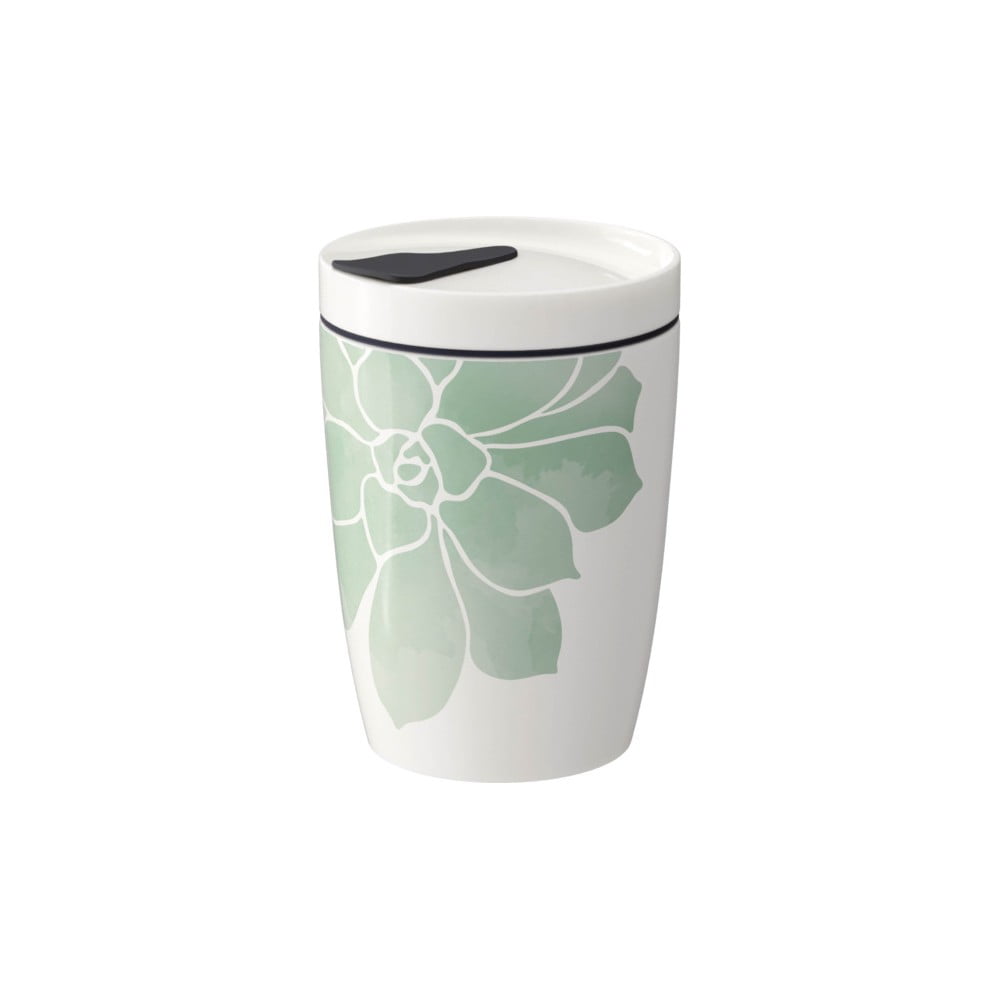 E-shop Zeleno-biely porcelánový termohrnček Villeroy & Boch Like To Go, 290 ml