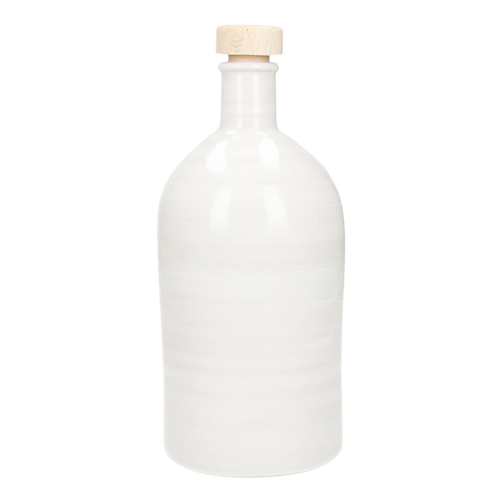 Biela keramická fľaša na olej Brandani Maiolica, 500 ml