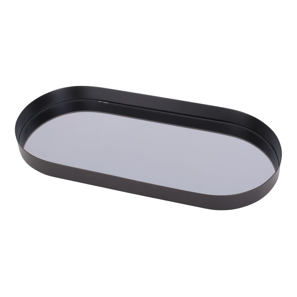 E-shop Čierny podnos s dymovým zrkadlom PT LIVING Oval, šírka 18 cm