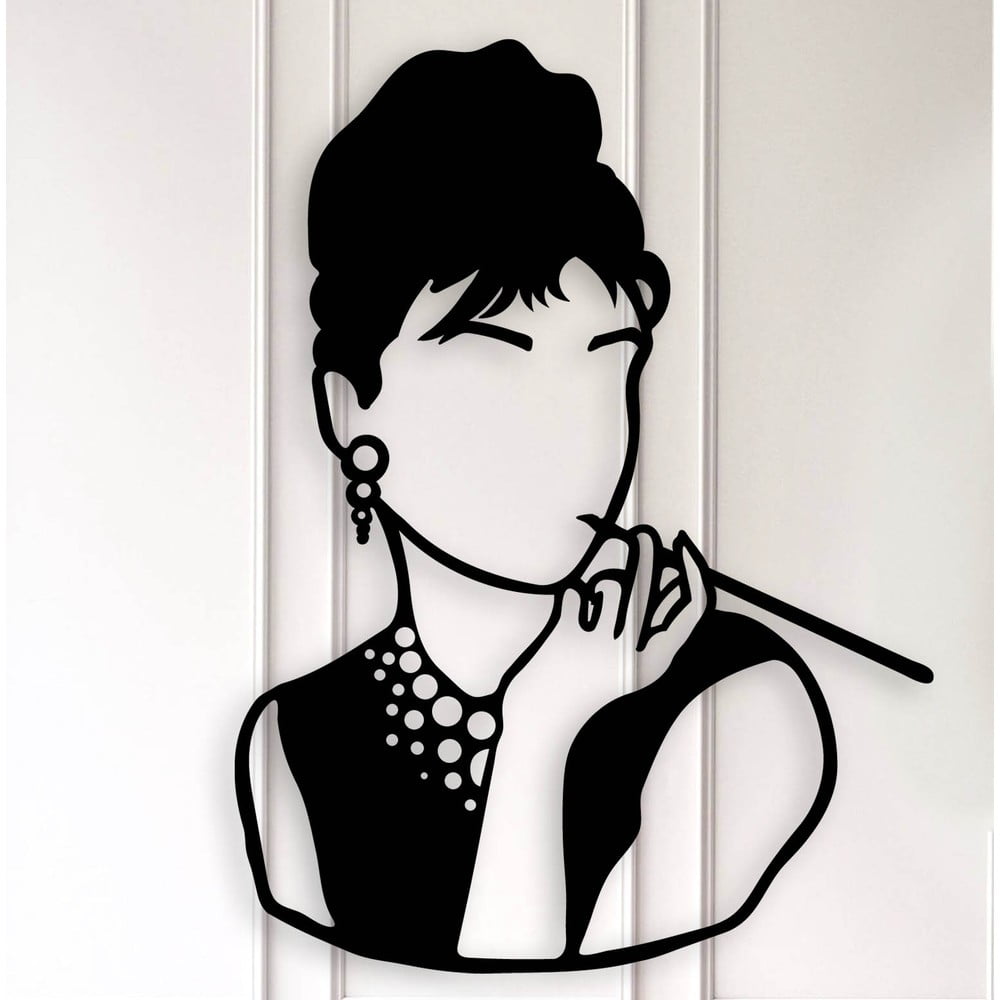 E-shop Čierna kovová nástenná dekorácia Kate Louise Audrey