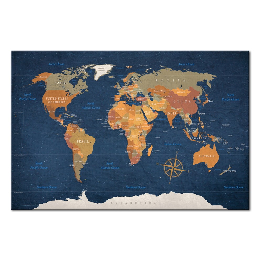 E-shop Nástenka s mapou sveta Bimago Ink Oceans 90 × 60 cm