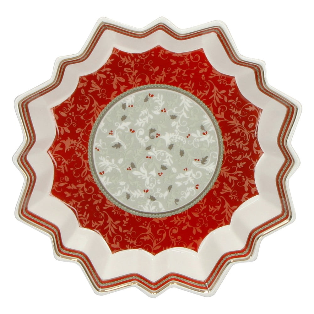 E-shop Porcelánový servírovací tanier s vianočným motívom Brandani Vassoio Stella Connubio, ⌀ 22 cm
