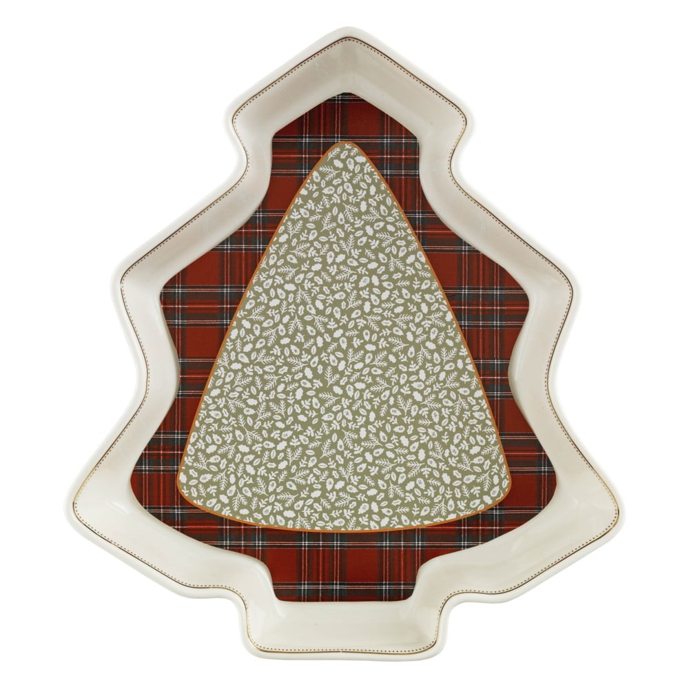 E-shop Porcelánový servírovací tanier v tvare stromčeka Brandani Sottobosco Porcelain, dĺžka 23,5 cm